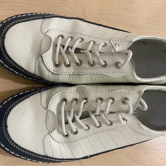 Women's White and Blue Leather Casual Sneakers Shoes size 38 - Picture 5 of 7